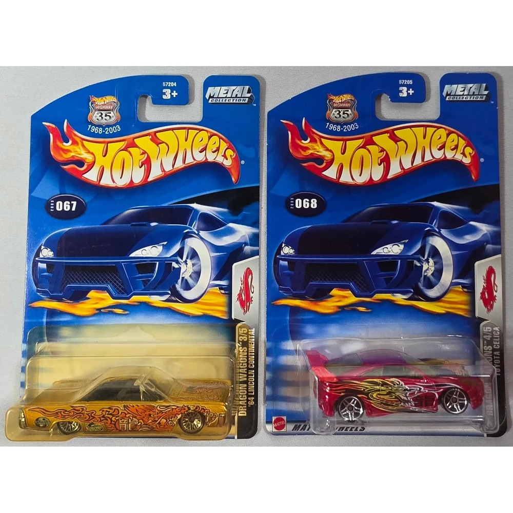 Hot Wheels - 2003 Dragon Wagons Series - Set of 2 - Lincoln Cont, Toyota Celica